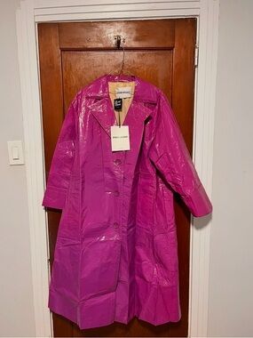 Stand Studio Hot Pink Patent Trench Coat